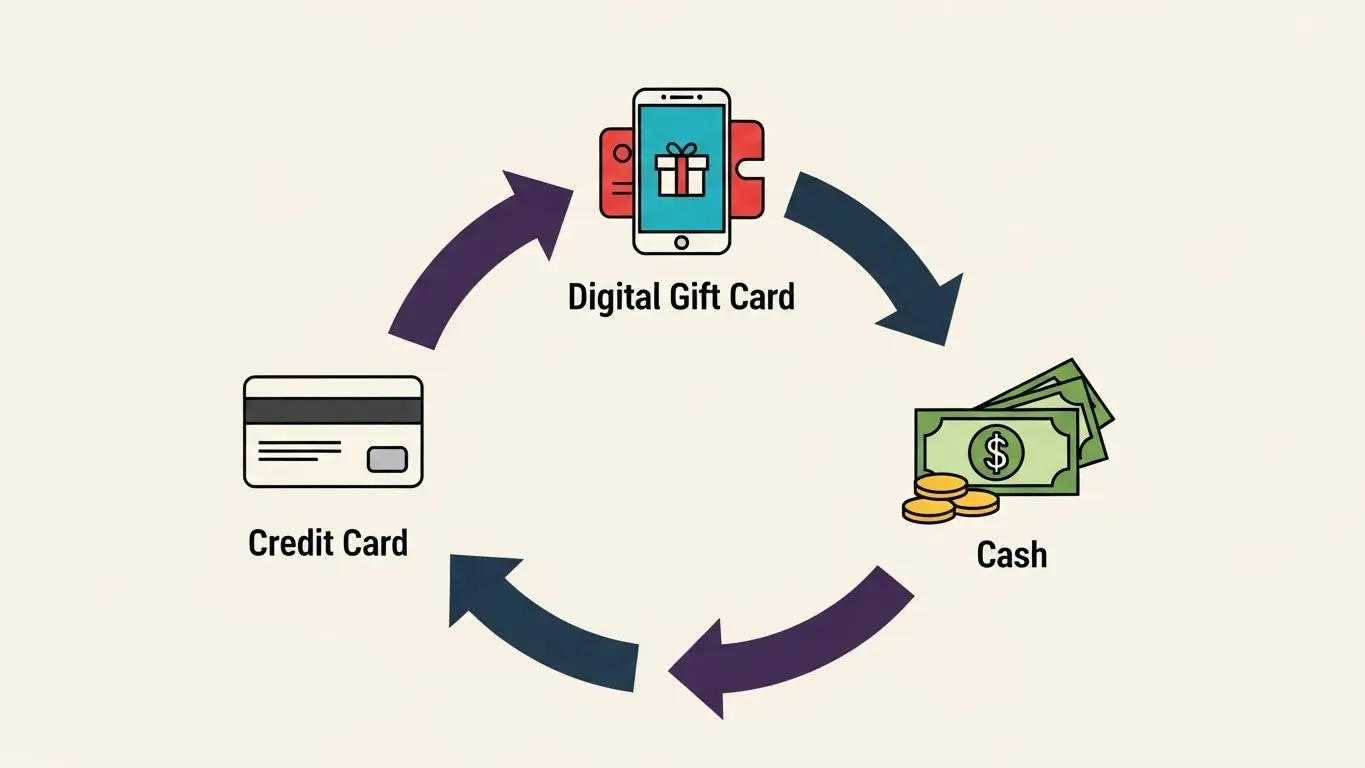 카드 현금화 이용 시 주의해야 할 사항을 안내하는 그래픽